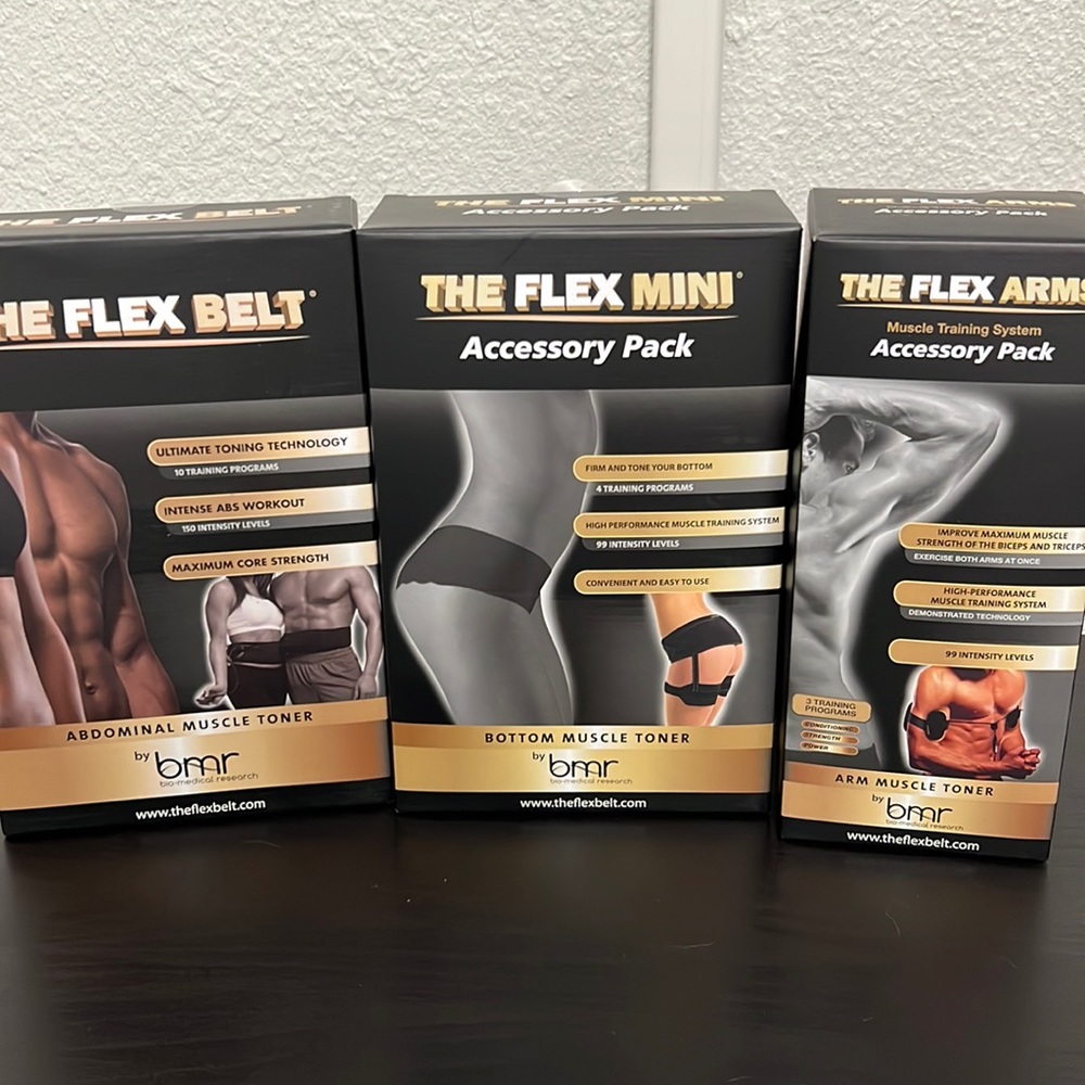 Flex belt ab toner and accessories pack for workouts